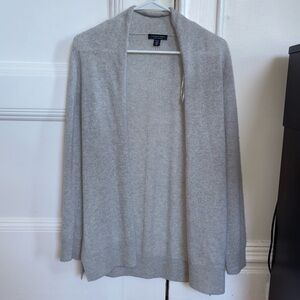 NWOT Saks Fifth Avenue Cashmere Light Gray Open Front Cardigan